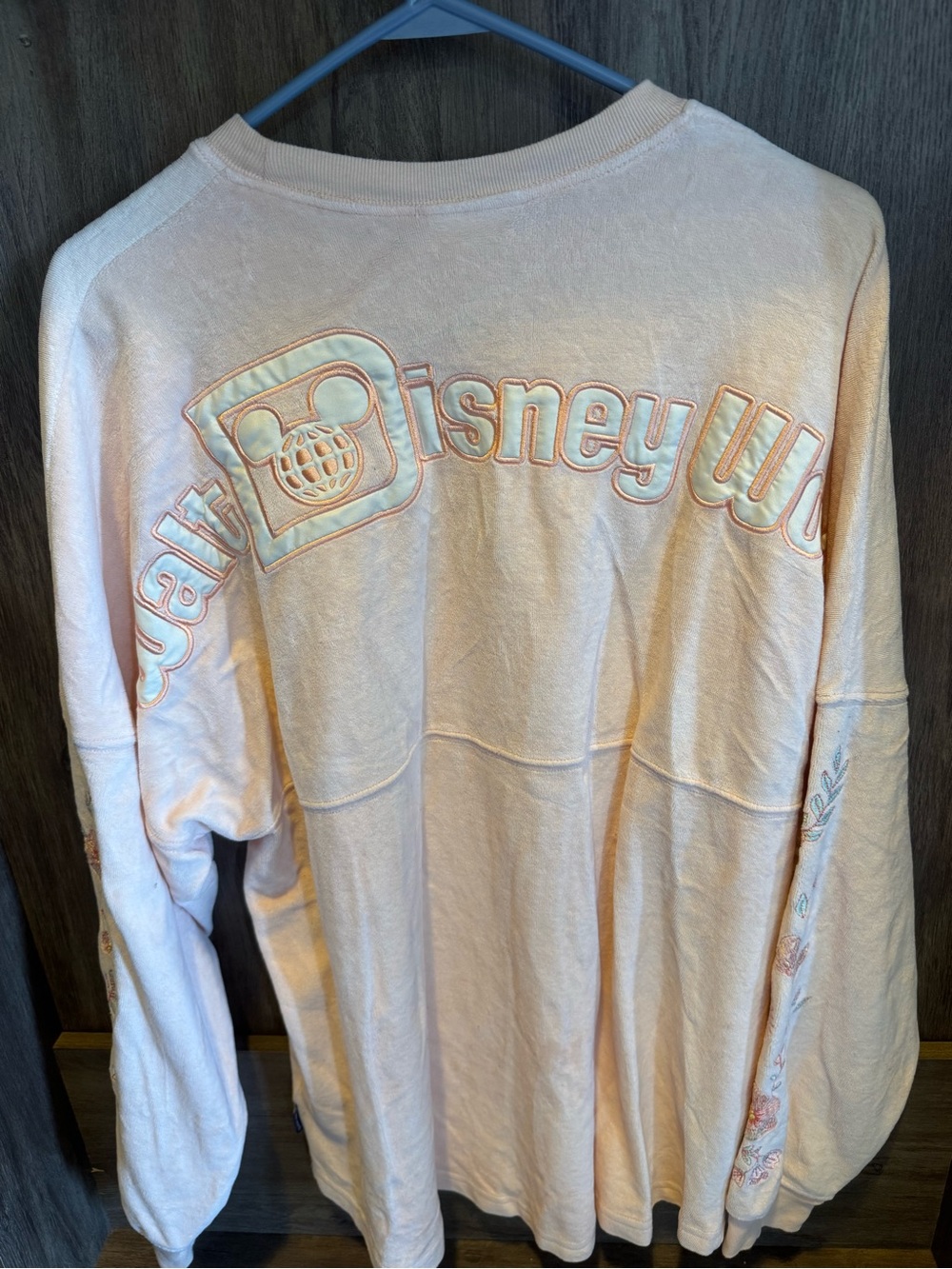 Disney Light Pink Pullover Sweatshirt with Pastel Embroidered Logo Size Large